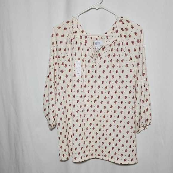 croft & barrow Tops - Croft & Barrow Cream and Red Blouse.                Size XL